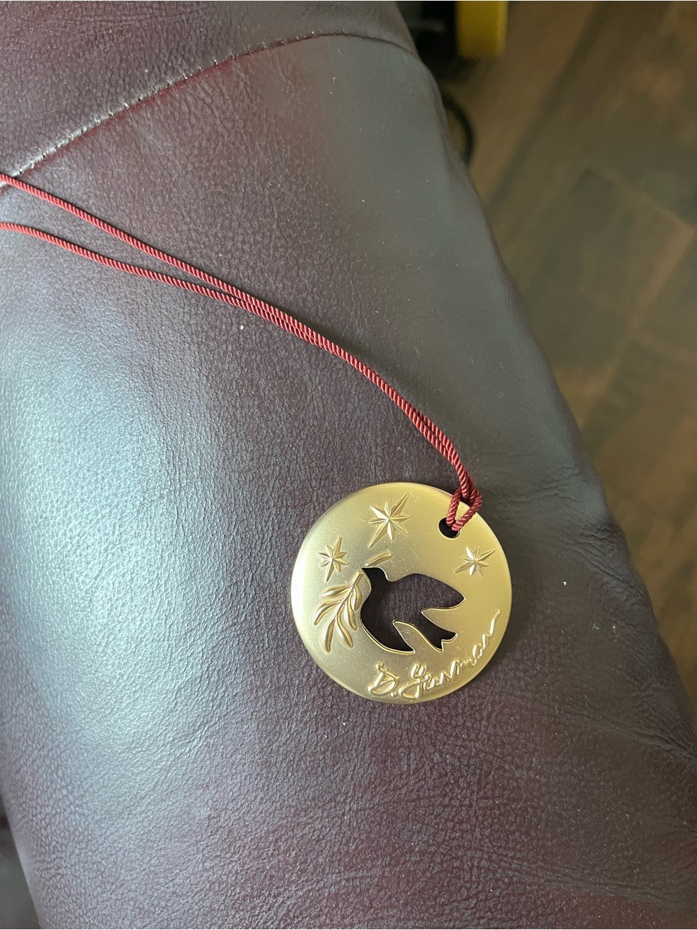 David Yurman Gold Ornament with Red Cord
